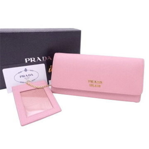 Prada long Wallet pink Saffiano leather bifold - Picture 1 of 3